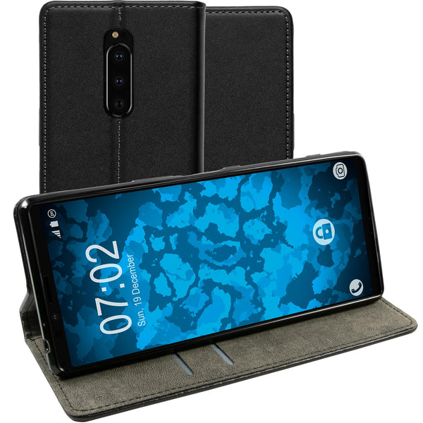 Kunst-Lederhülle für Sony Xperia 1 Book-Case schwarz Cover